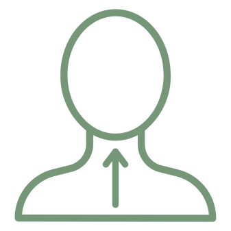 Therapy Icon of a person with an arrow pointing upwards on their chest and neck.